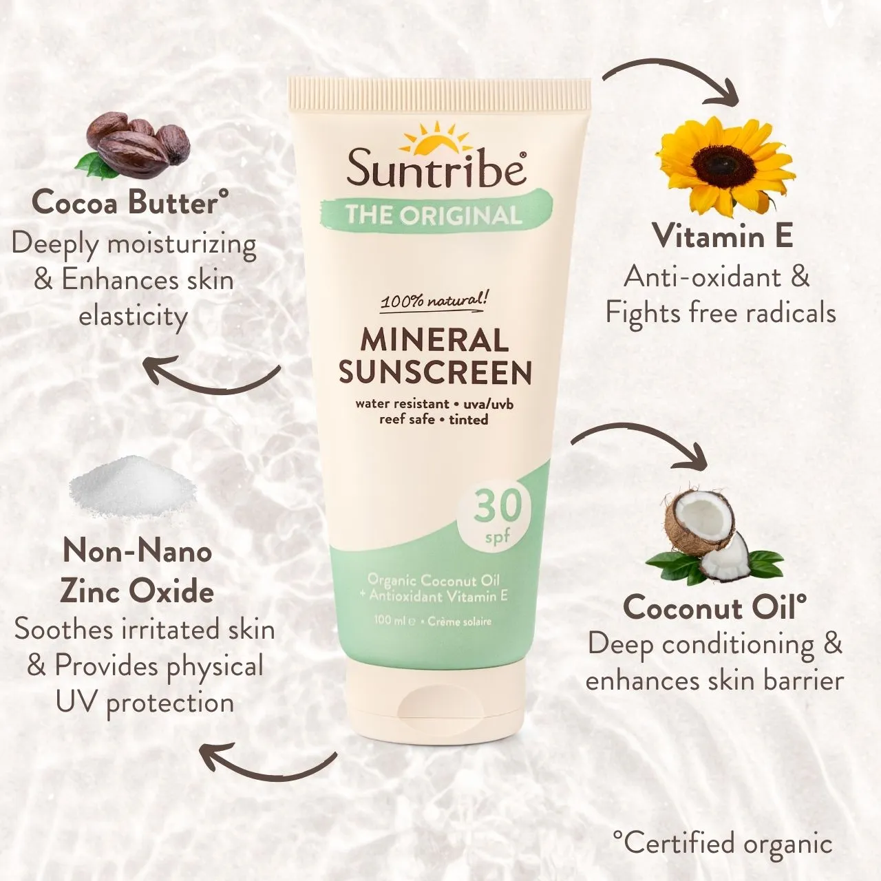 Suntribe Tinted zonnebrandcrème SPF30 getint