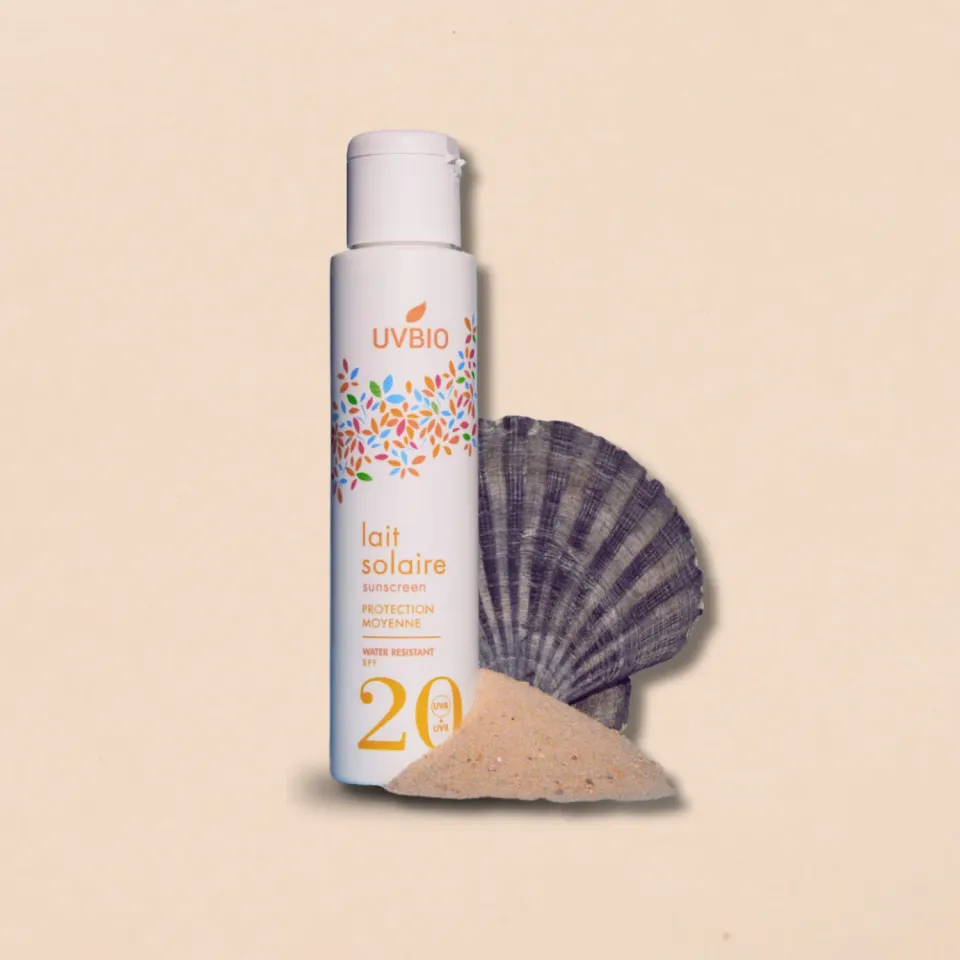 UVBIO SPF20 zonnemelk 100ml droog mat bio vegan