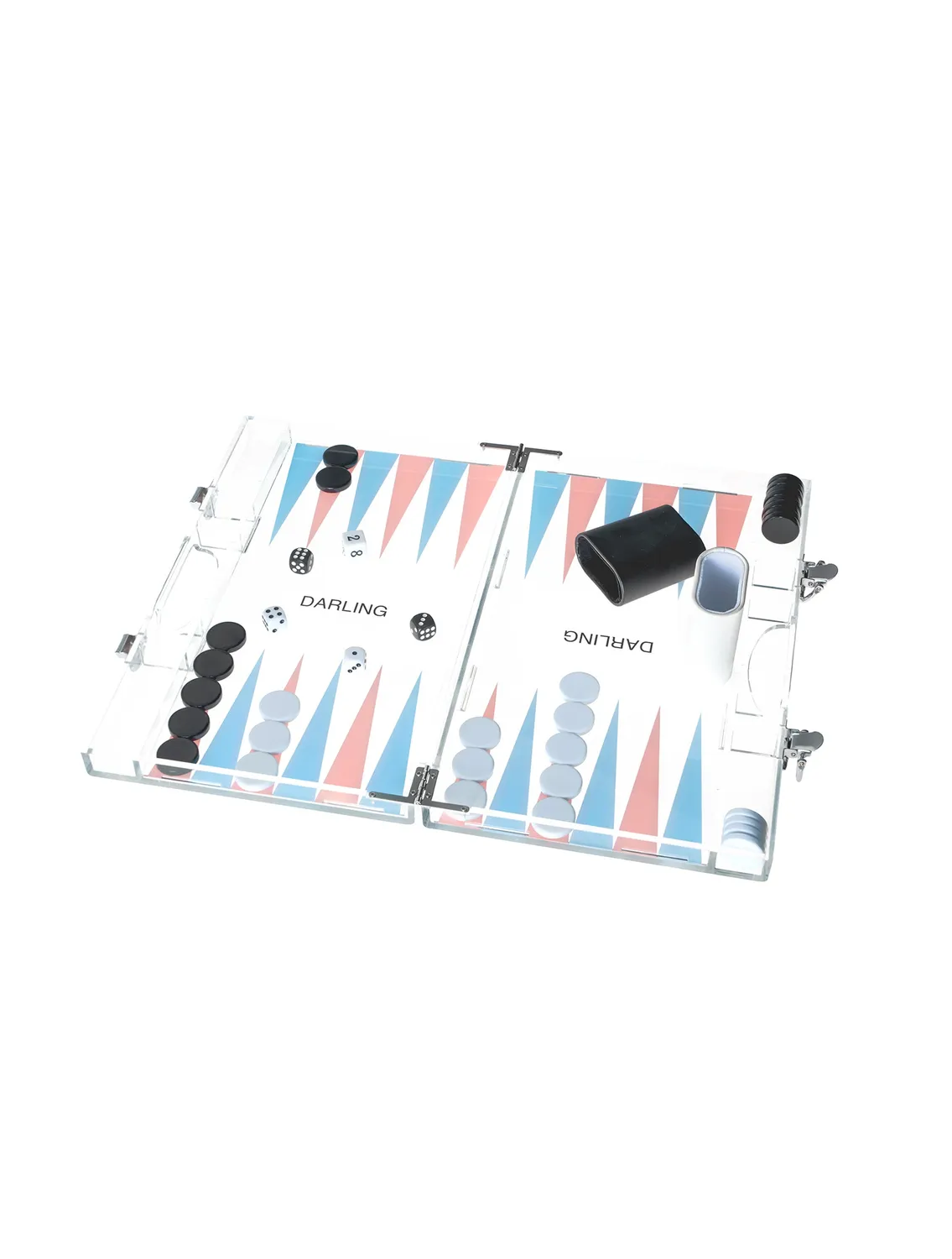 Darling D Backgammon Set spel acryl roze-blauw