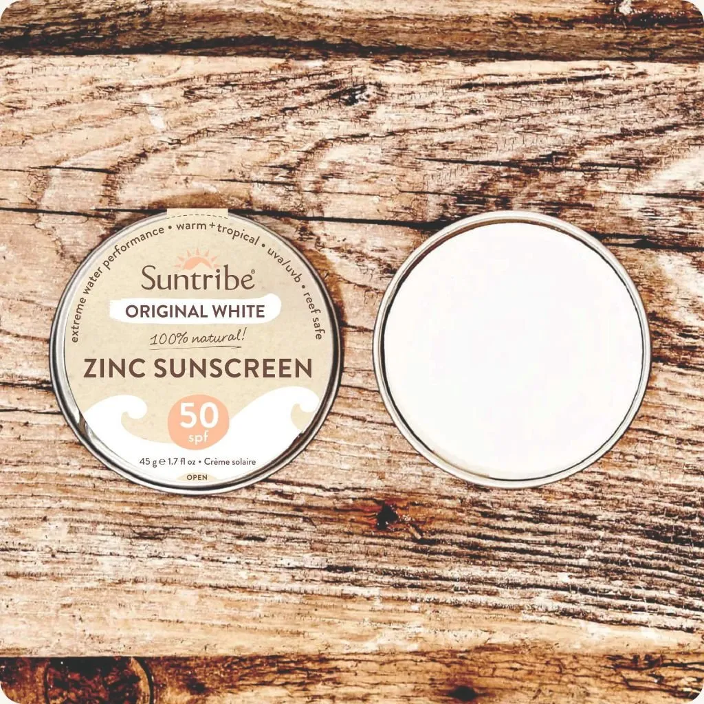 Suntribe Face & Sport zink zonnebrand SPF50 blik naturel