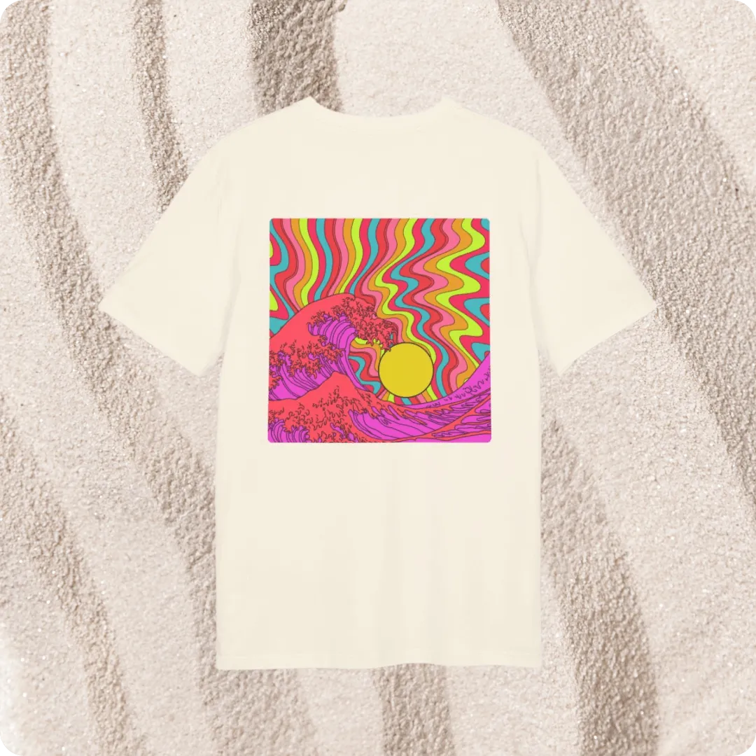 Suntribe T-shirt Psychedelisch Katoen Natural Pink-Blue M