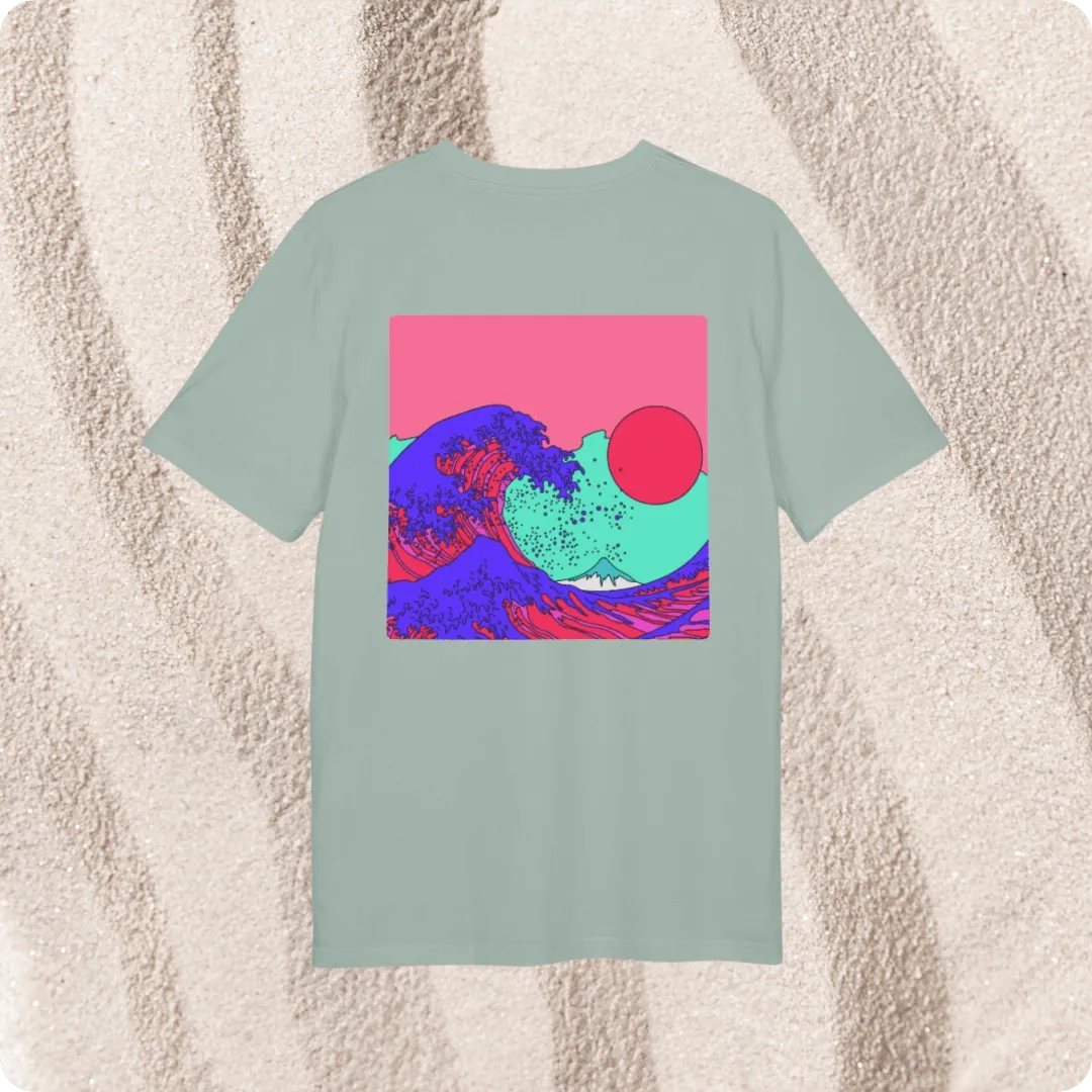 Suntribe T-shirt Psychedelisch Katoen Natural Pink-Blue M