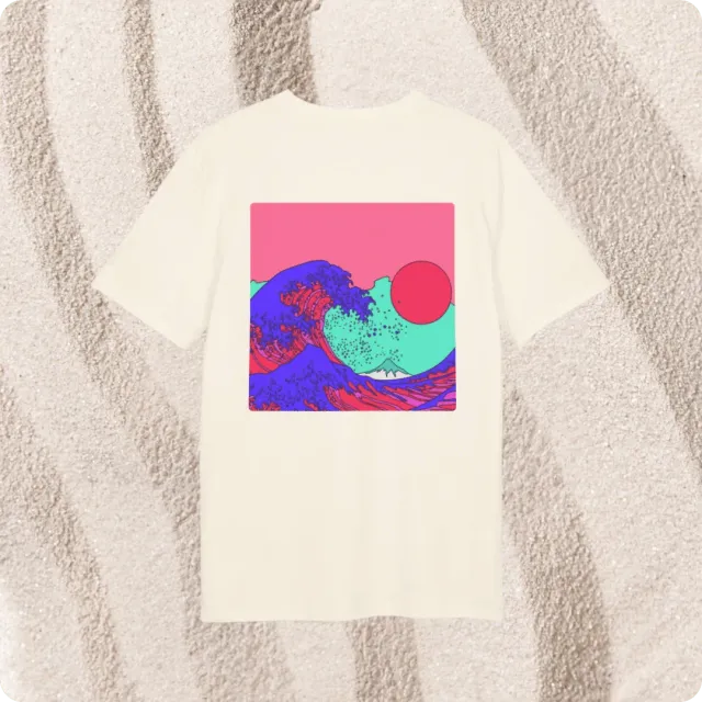 Suntribe T-shirt Psychedelisch Katoen Natural Pink-Blue M