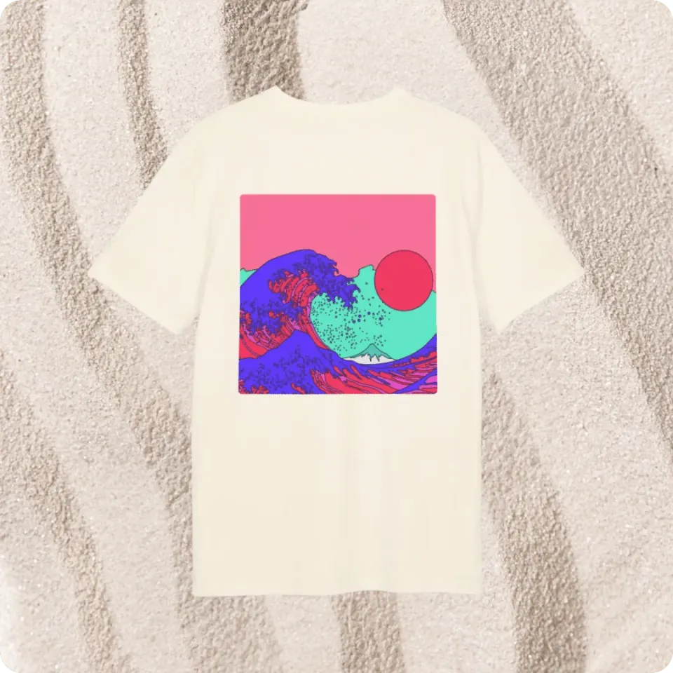 Suntribe T-shirt Psychedelisch Katoen Natural Pink-Blue M