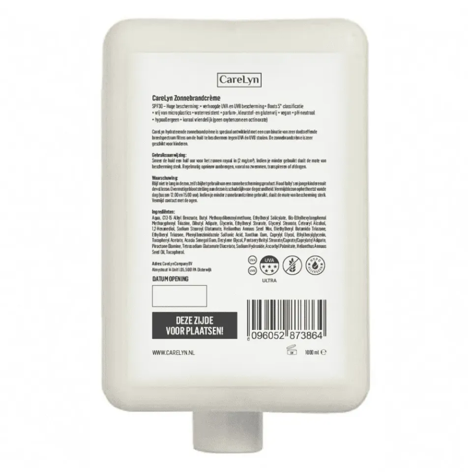 CareLyn SPF30 zonnebrandcrème 1 liter microplasticvrij