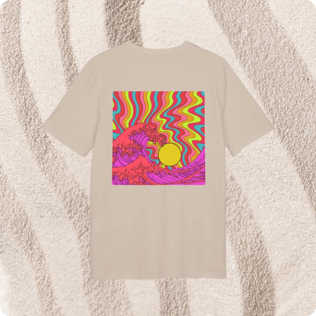 Suntribe T-shirt Psychedelisch Katoen Natural Pink-Blue M