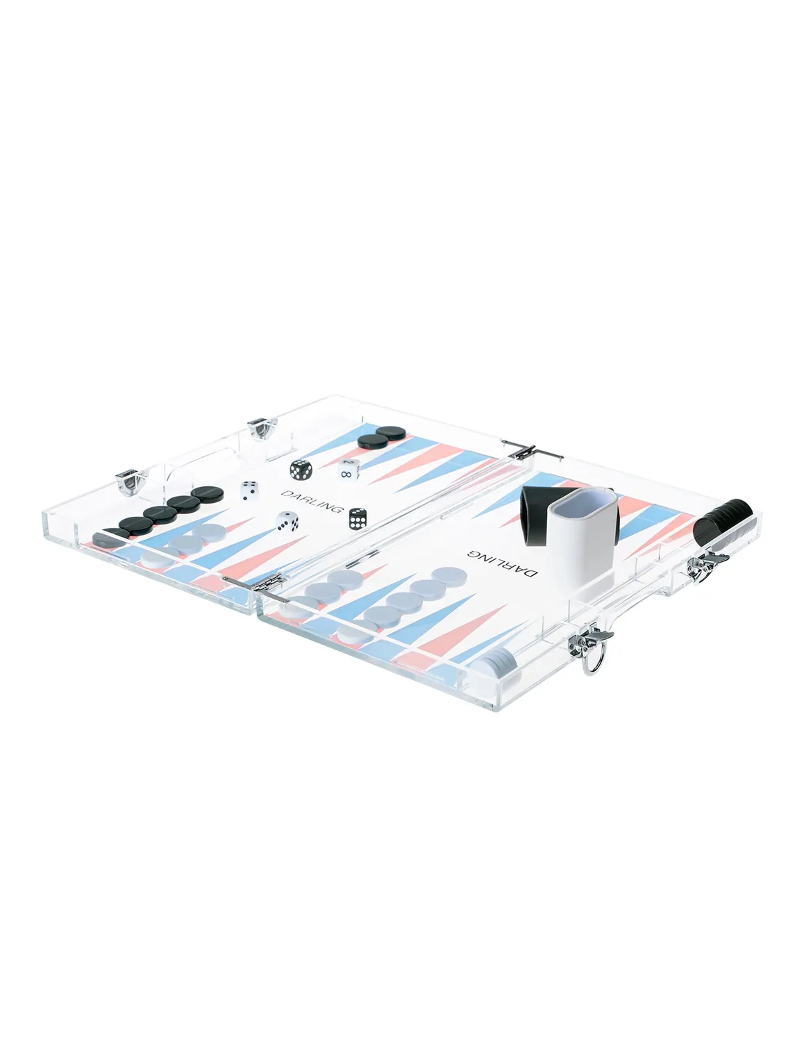 Darling D Backgammon Set spel acryl roze-blauw