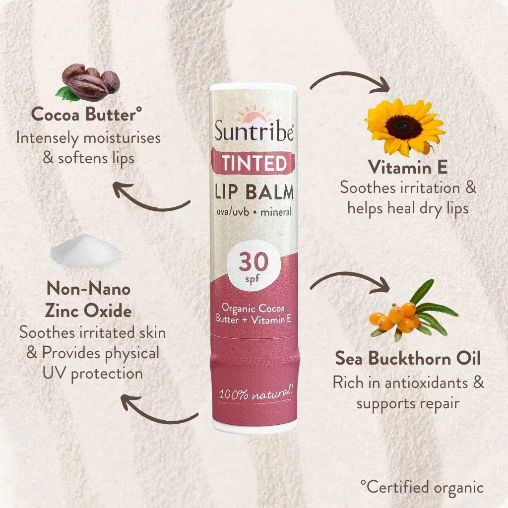 Suntribe Mineral lippenbalsem SPF30 rood getint