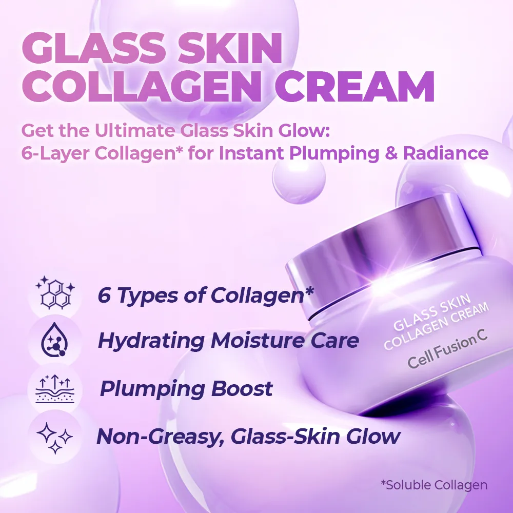 Cell Fusion C Glass Skin Collagen crème 55ml glow