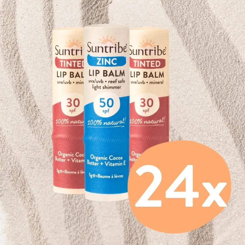 Suntribe Lippenbalsem Combi SPF50 24 stuks mineraal