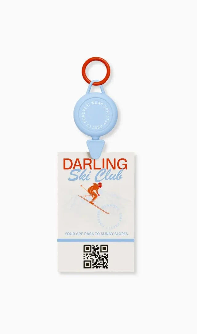 Darling Ski Club Charm blauwe skipashouder met karabijn