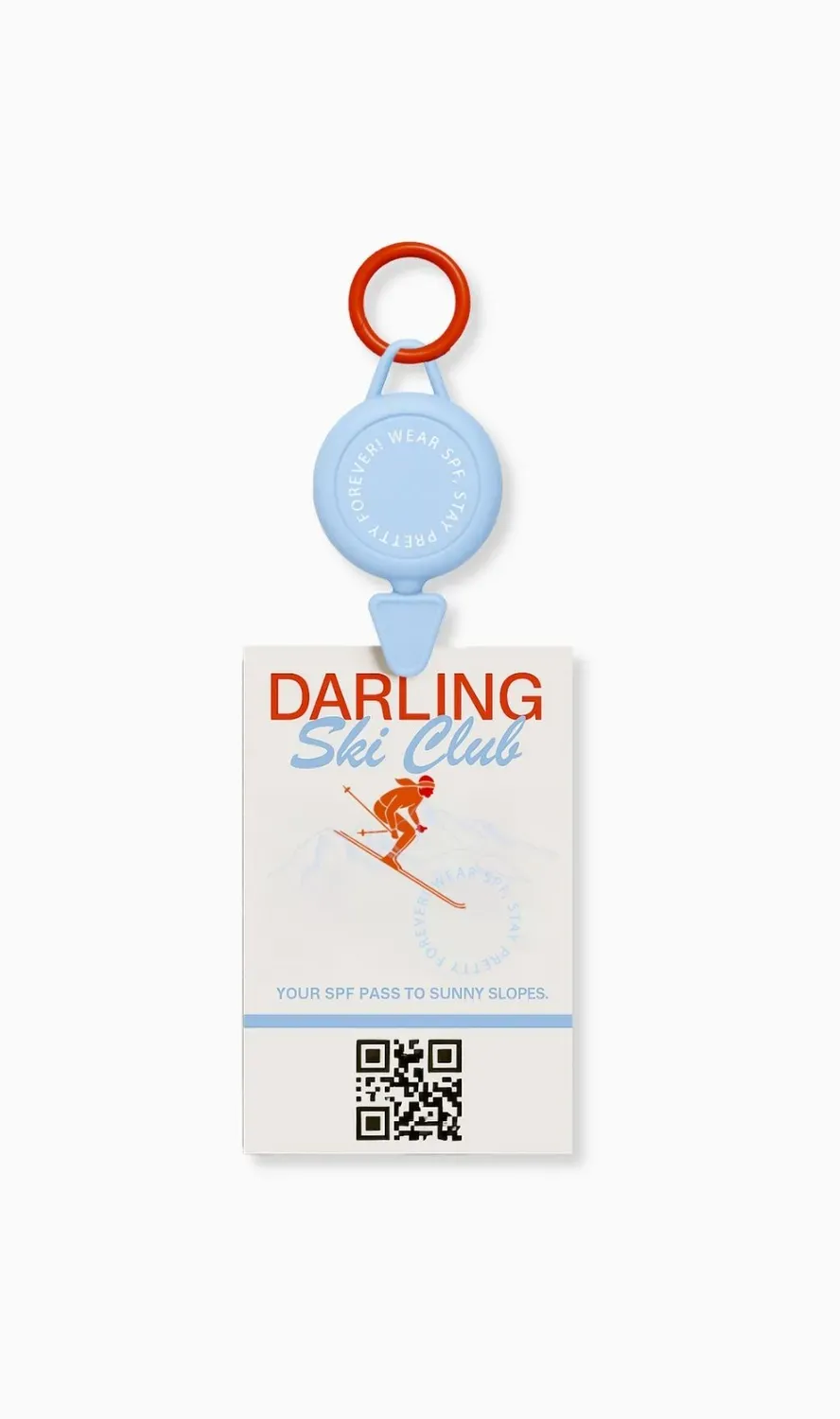 Darling Ski Club Charm blauwe skipashouder met karabijn