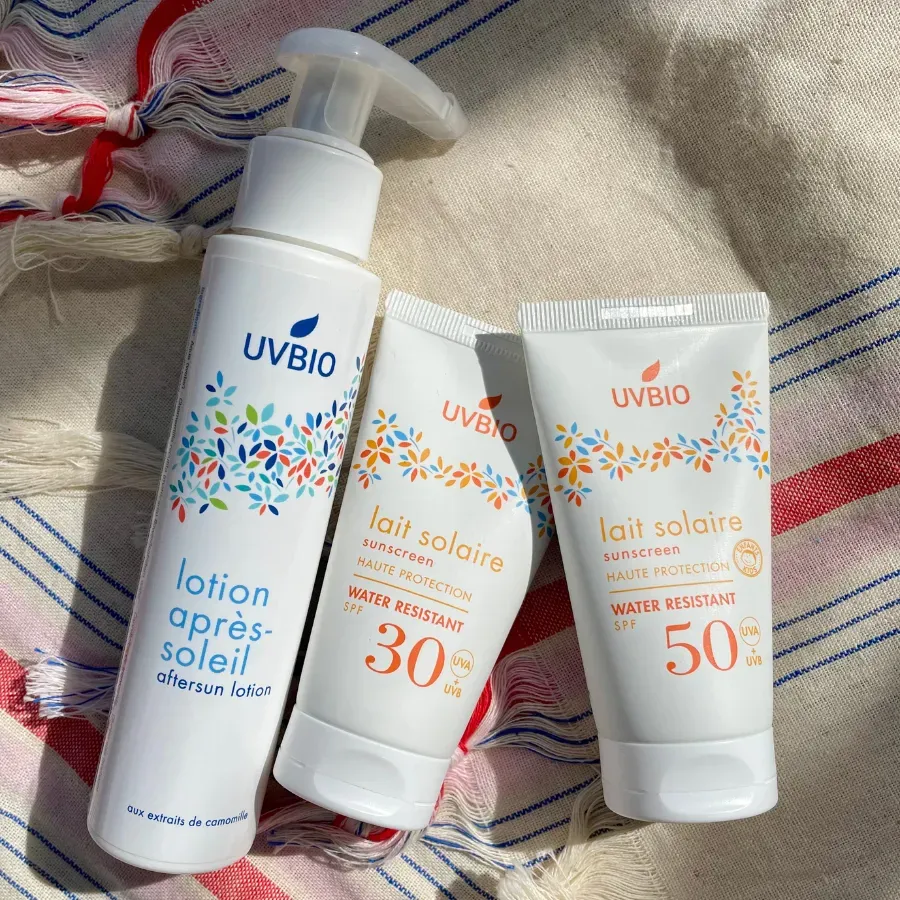 UVBIO Kit Voyage zonnemelk SPF50 SPF30 2x50ml aftersun minerale filters