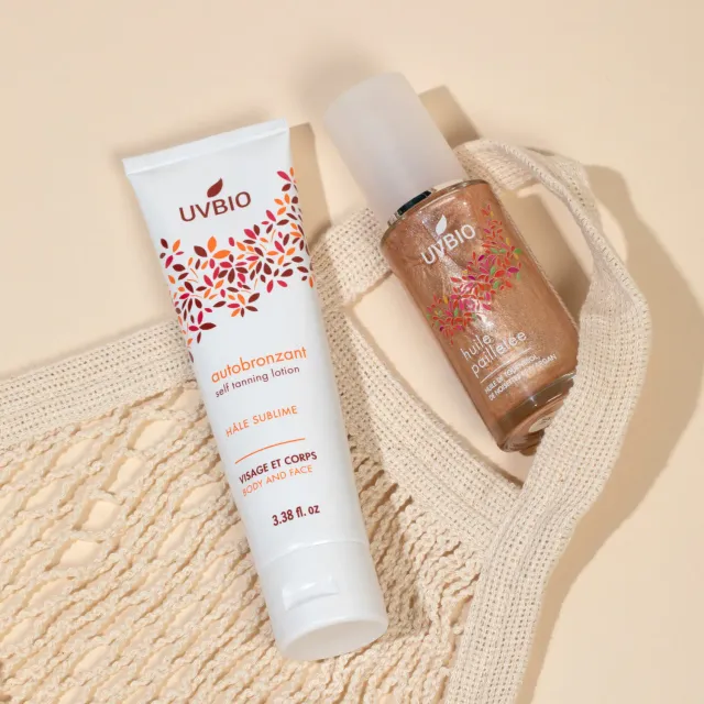 UVBIO Bronzer zelfbruiner set met glansolie bio